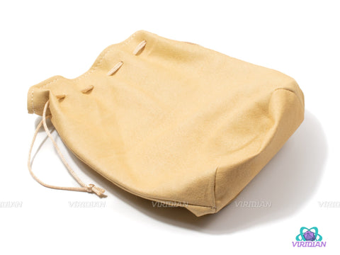 Leather Dice Pouch | Holds ~300 Dice, Large, Round-Bottom Bag | Tan TTRPG LARP Storage Pouch