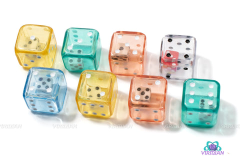 Double D6s | (8) Acrylic Translucent Assorted Colors | D6 Dice With Smaller D6 Inside