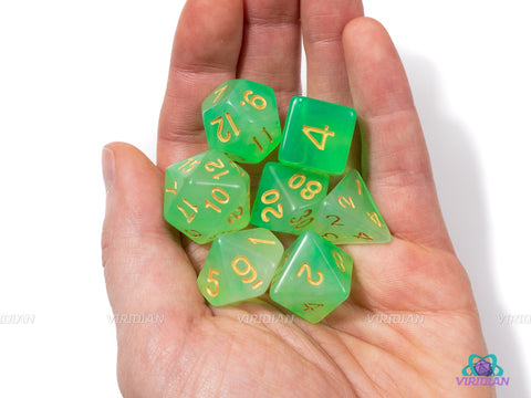 Bright Vial | Neon Green Acrylic Dice Set (7) | Dungeons and Dragons (DnD)