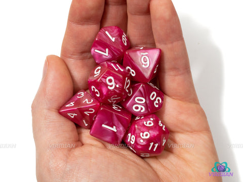 Pink Hero | Acrylic Dice Set (7) | Dungeons and Dragons (DnD)