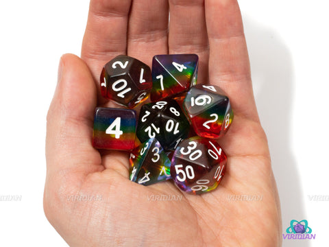 Prism | Rainbow Acrylic Dice Set (7) | Dungeons and Dragons (DnD)