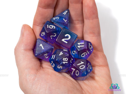 Violet Sea | Blue & Purple Translucent Acrylic Dice Set (7) | Dungeons and Dragons (DnD)