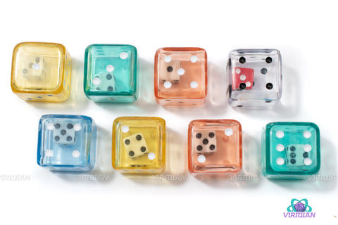 Double D6s | (8) Acrylic Translucent Assorted Colors | D6 Dice With Smaller D6 Inside