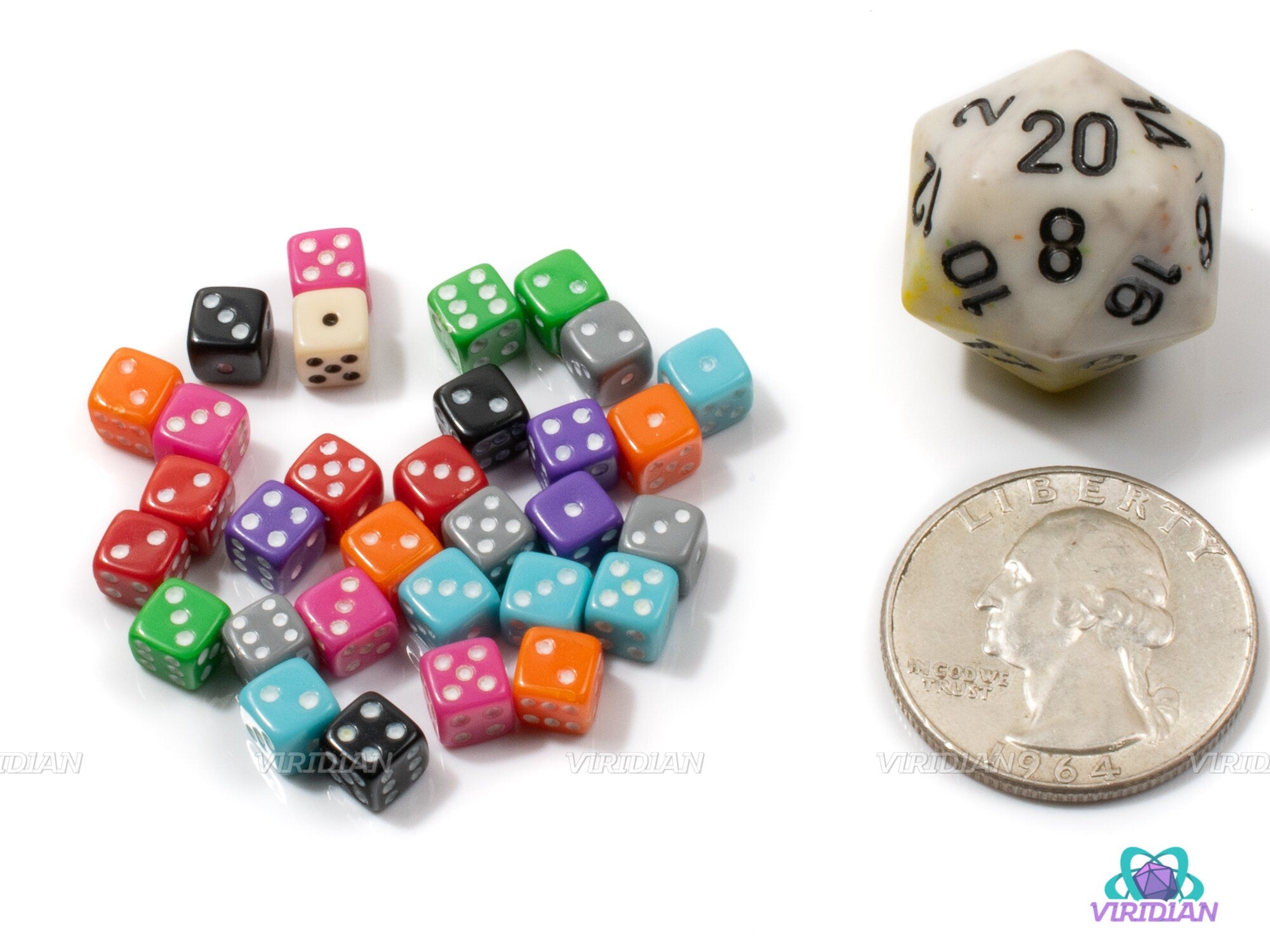 Opaque Little Guys | 5mm Mini Assorted Solid Colored Dice (30)