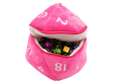 Hot Pink D20 Plush Dice Bag (6.5